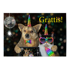 Vykort Grattis Roliga djur