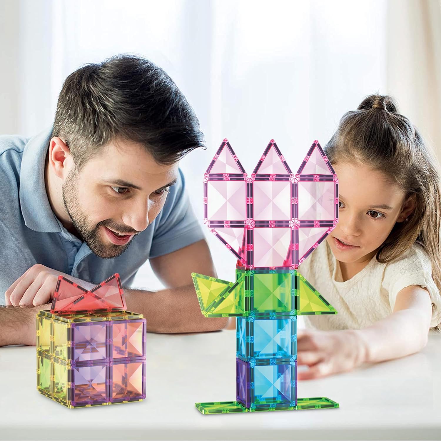 PicassoTiles Magnetiska byggnadsplattor med Bil 63 delar 2