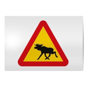 Vykort Älg varning