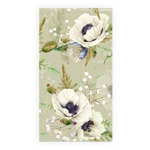 Bufféservetter 16p Blommor vita
