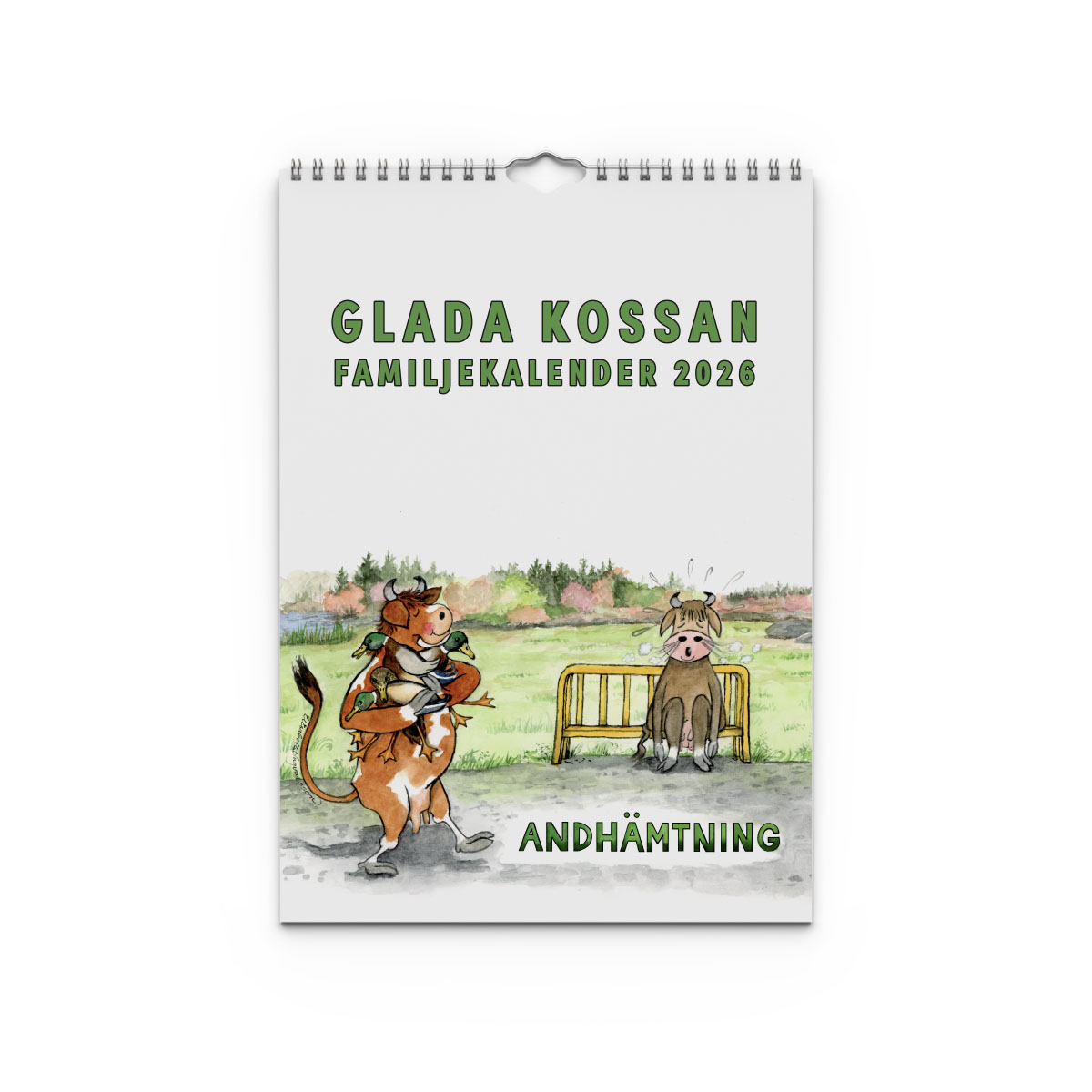 Familjekalender Glada Kossan 2026 omslag Familjekalender Glada Kossan 2026 omslag