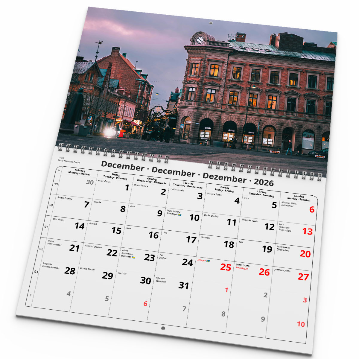 Väggkalender Skåne 2026 uppslag