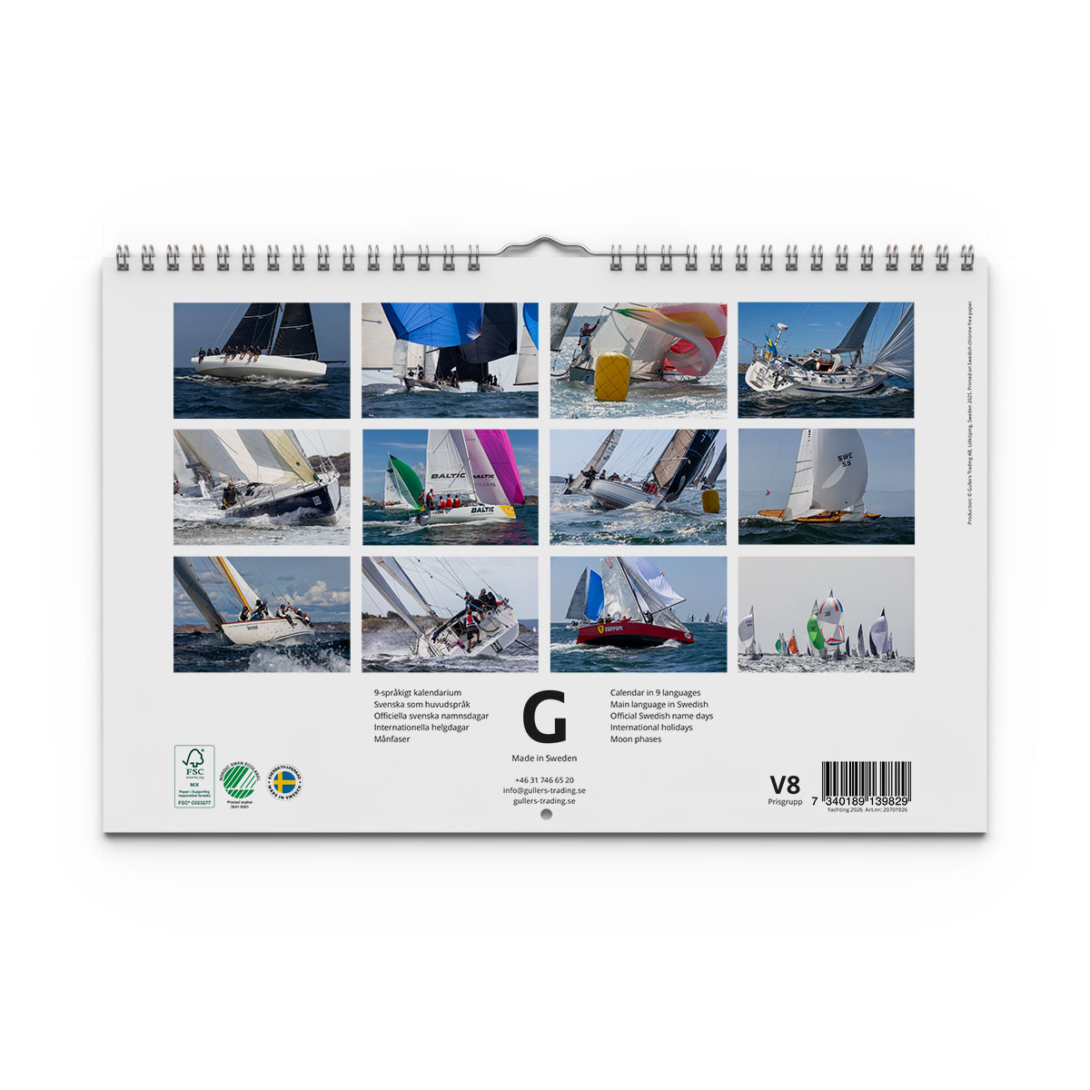 Väggkalender Yachting 2026 baksida