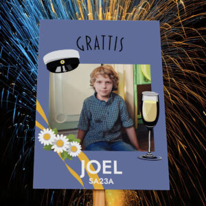 Studentplakat Grafisk Blå Grattis