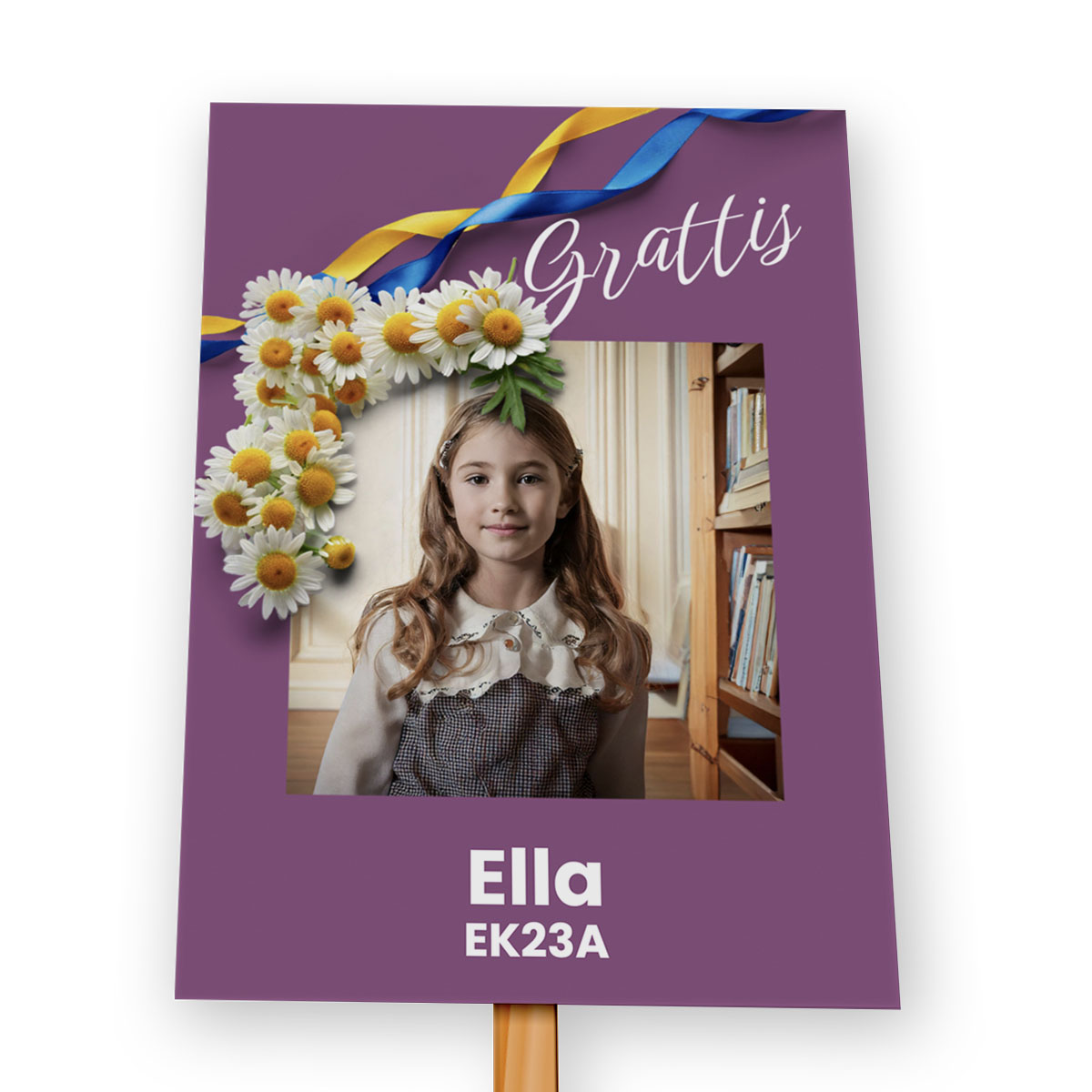 Studentskylt Kamomill Lila Grattis 2