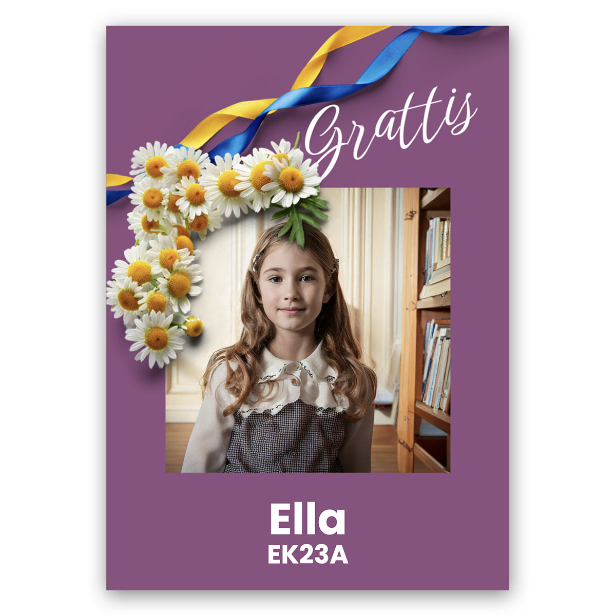 Studentskylt Kamomill Lila Grattis produkt