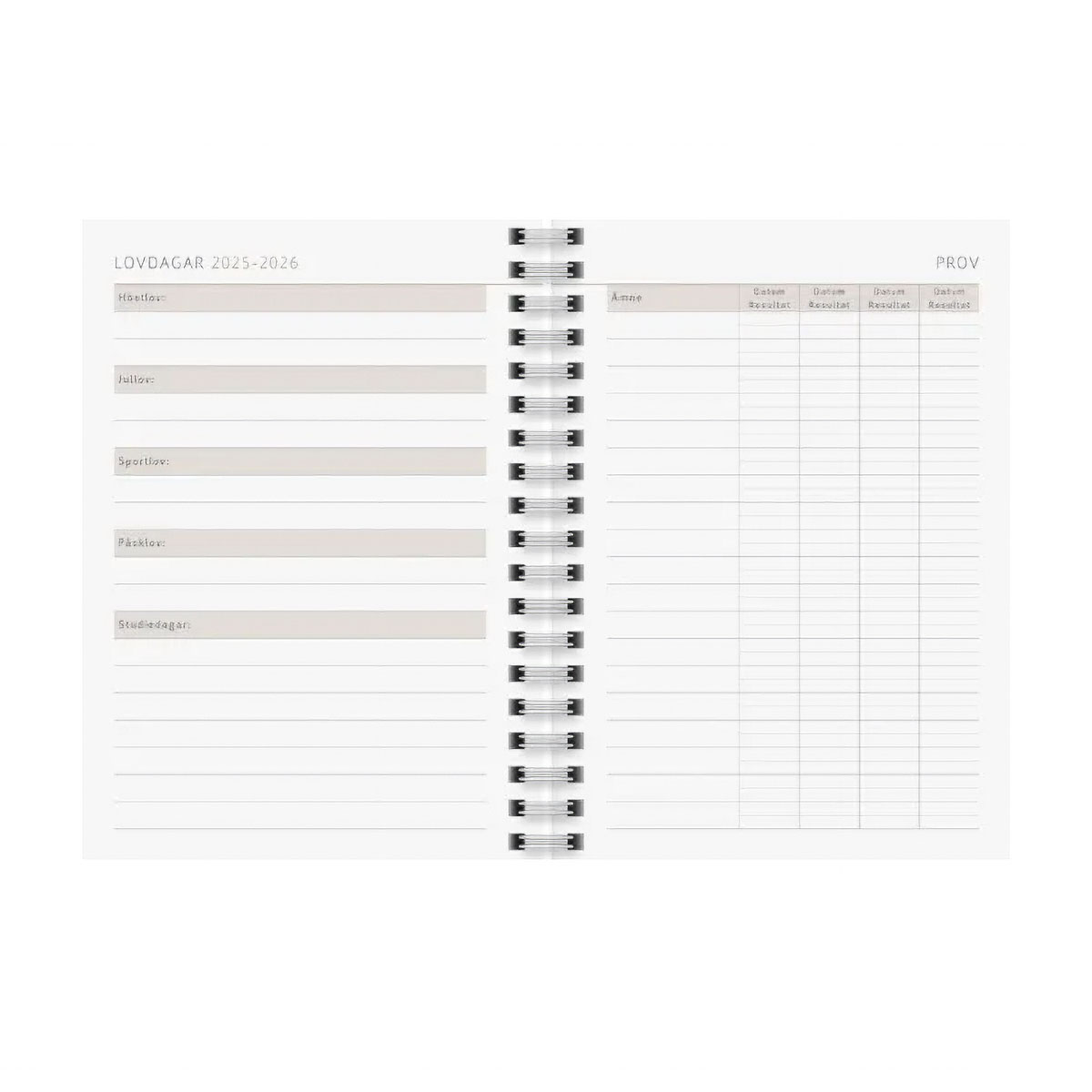 Almanacka A6 2025-2026 Grey Marble 18 mån uppslag 4