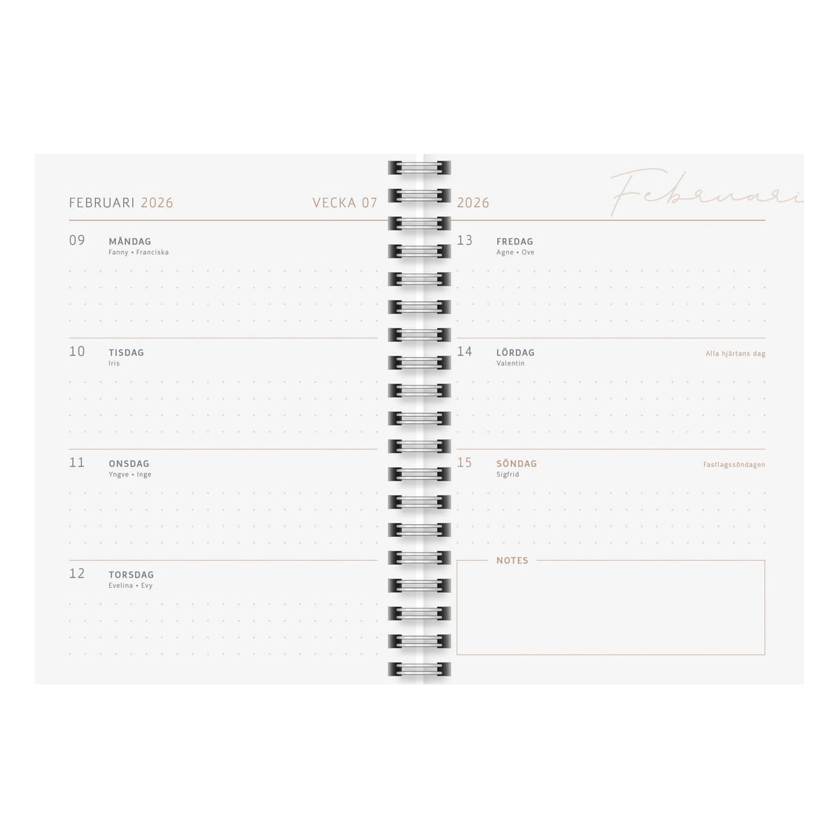 Almanacka A6 Pastel Marble 2026 uppslag