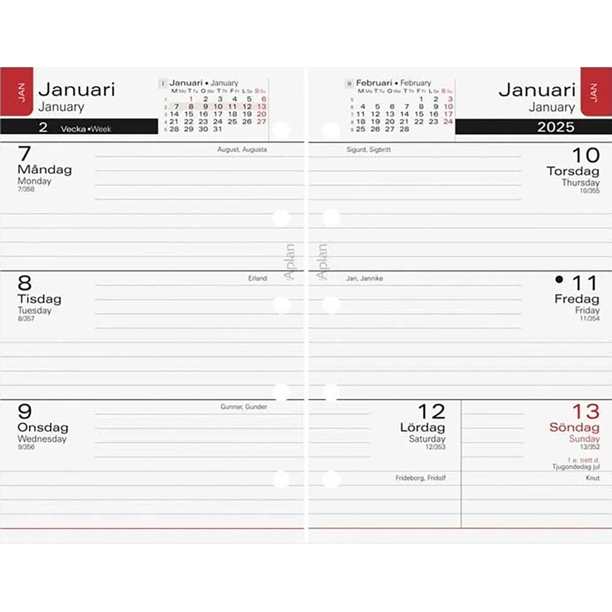 Systemkalender Aplan Mini Classic 2025-2026 18 mån
