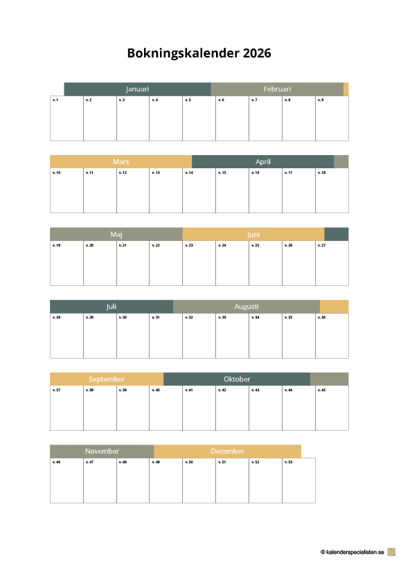 Bokningskalender 2026 bild