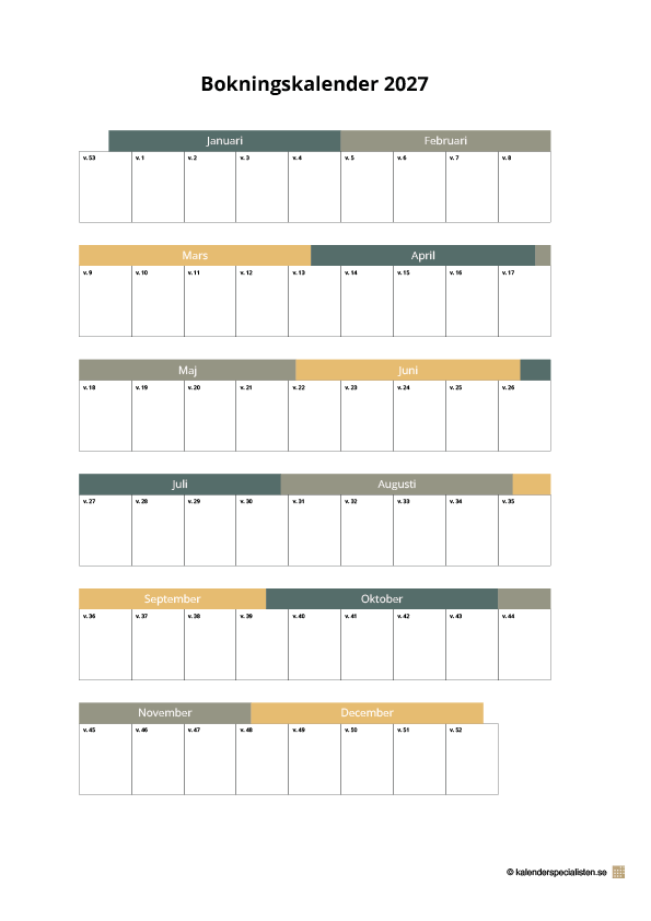 Bokningskalender 2027 bild