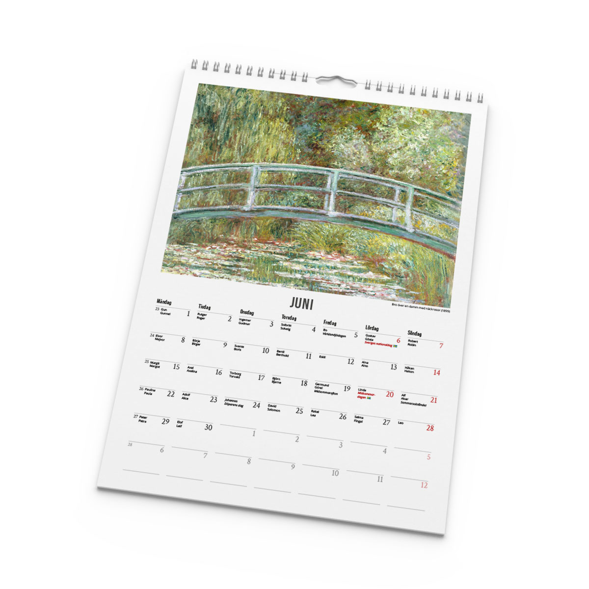 Konstkalender Monet 2026 uppslag