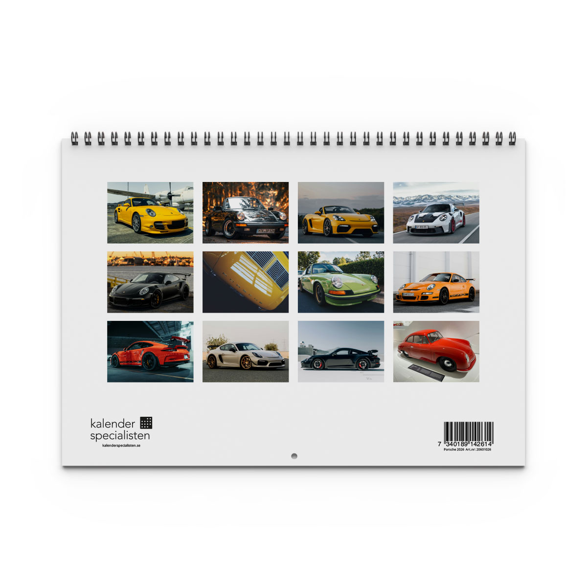 Väggkalender Porsche 2026 baksida