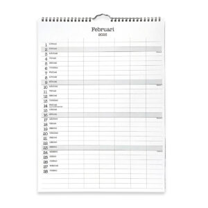 Familjekalender 6 kolumner 2026 uppslag