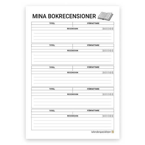 Gratis Mina Bokrecensioner Förhandsvisning av nedladdningsbart dokument