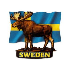 Magnet Trä Älg Sweden